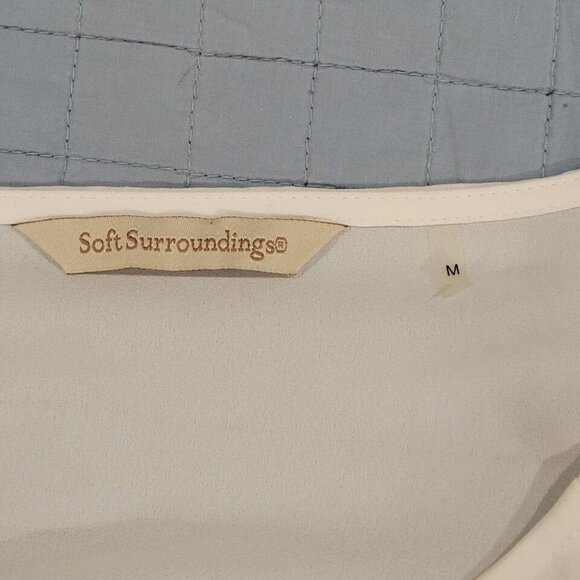 Soft Surroundings Semi Sheer Hi-Lo Dressy Career Blouse Off White Shirt Top M - Picture 9 of 9